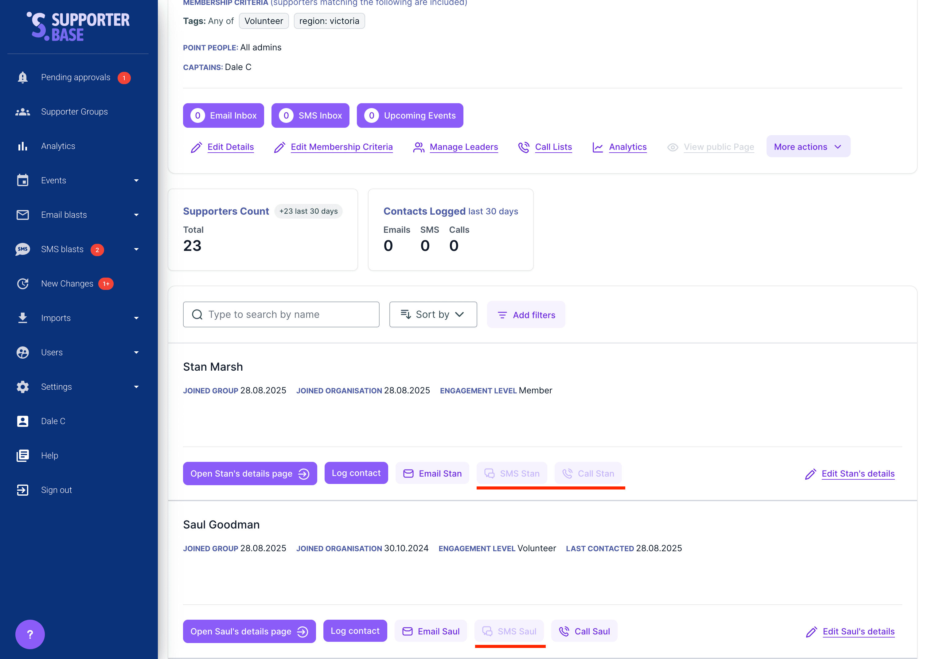 Contact preferences view