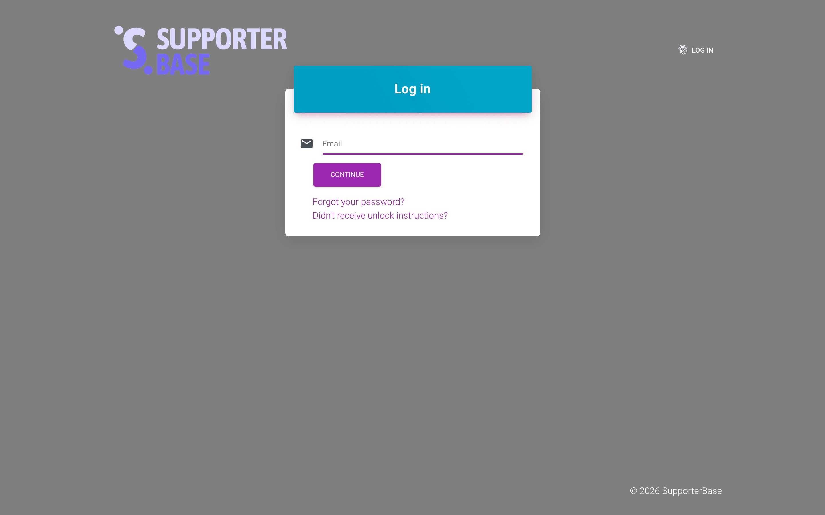 Log in page with the email field, Forgot your password? and Didn't receive unlock instructions?
