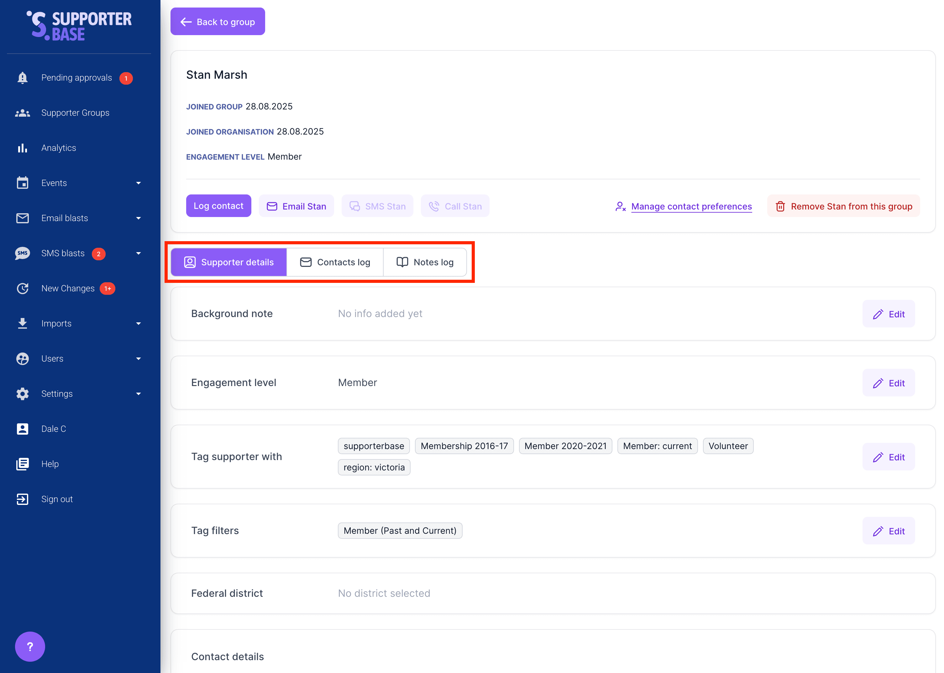 Supporter removal options