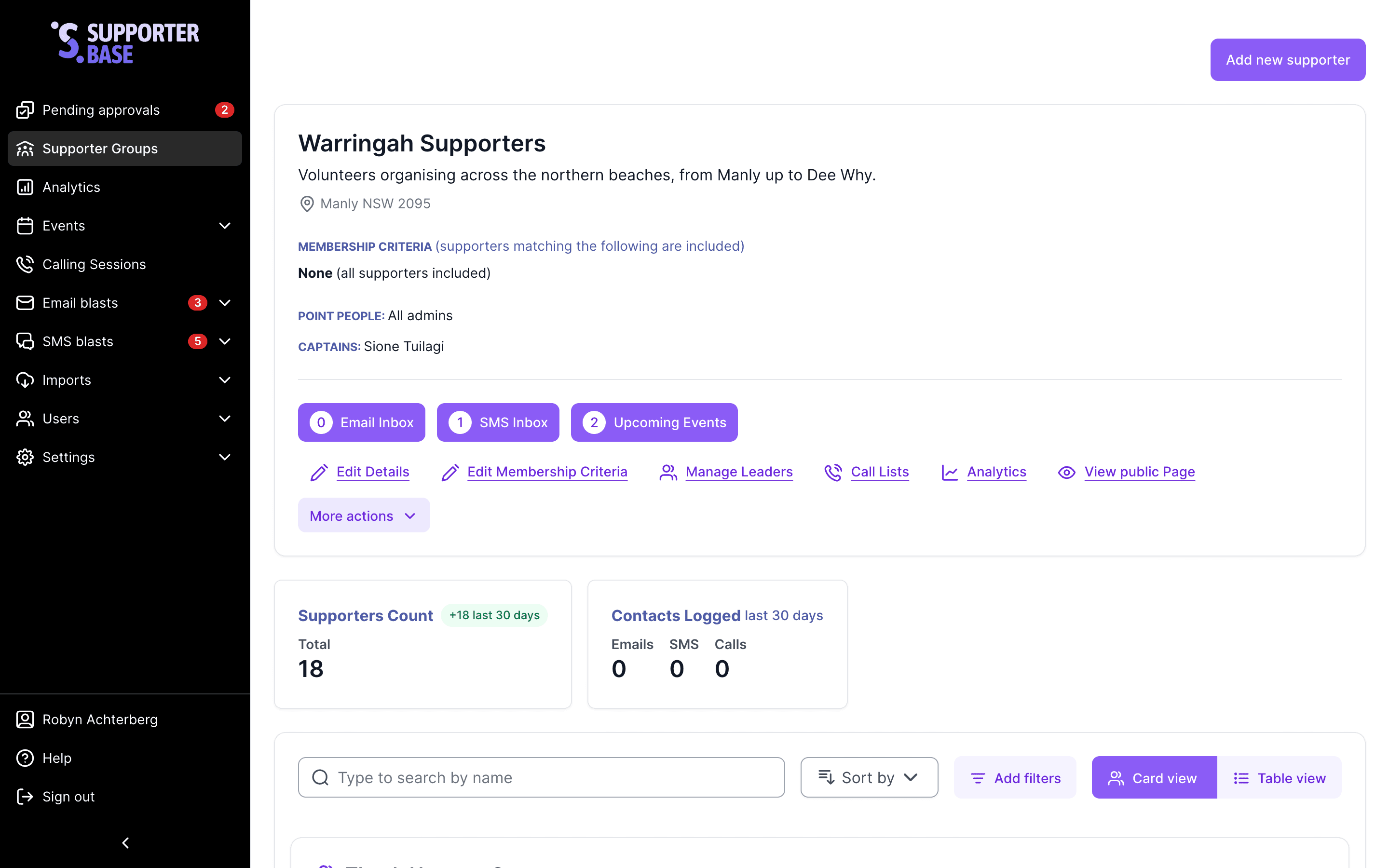 Group overview page with the Edit Details link highlighted